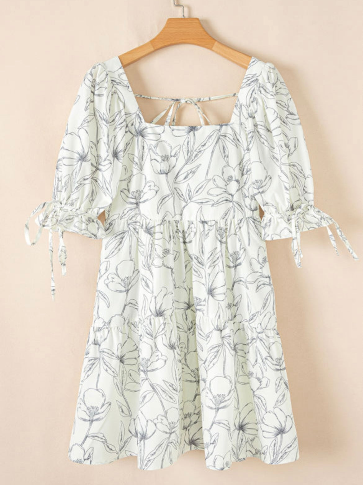 Square Neck Floral Pattern Dress