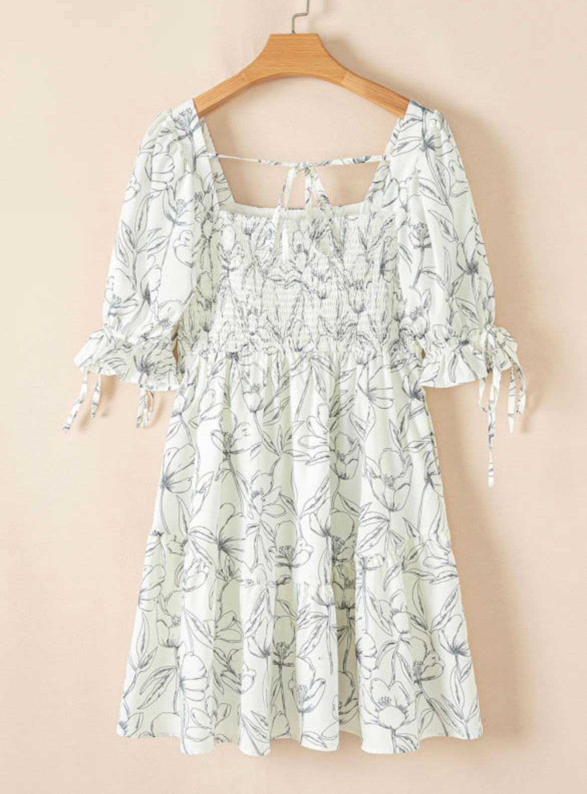 Square Neck Floral Pattern Dress